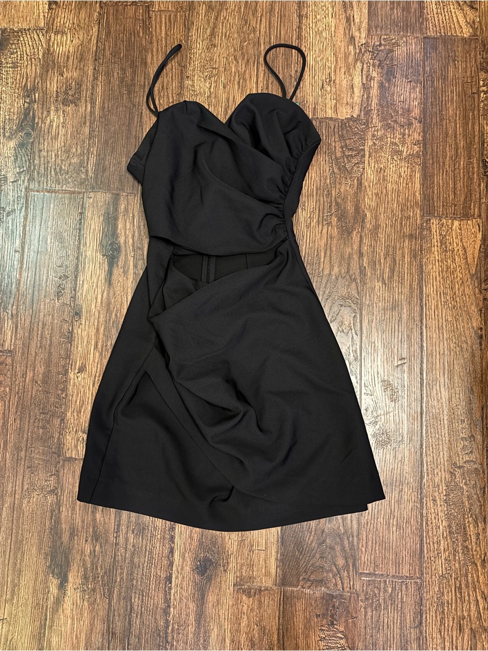 Black Spaghetti-Strap Wrap Dress
